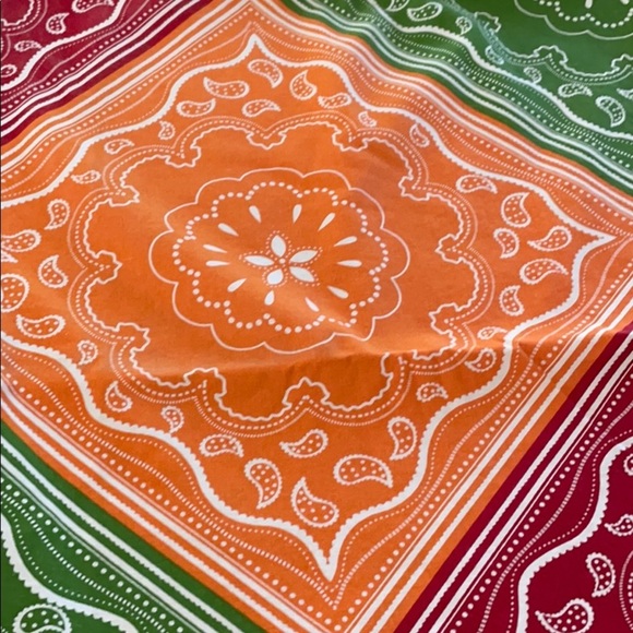 Red Blue Orange & Green Paisley Bandana Tablecloth - Picture 4 of 6